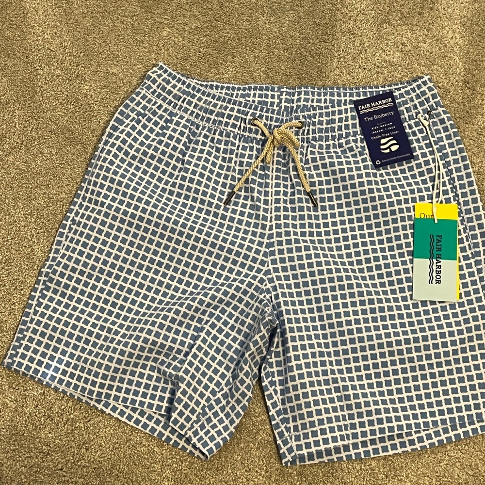 Fair Harbour Checkered Blue Swim Trunks